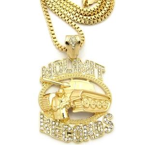 ICED OUT NO LIMIT RECORDS PENDANT WITH BOX CHAIN